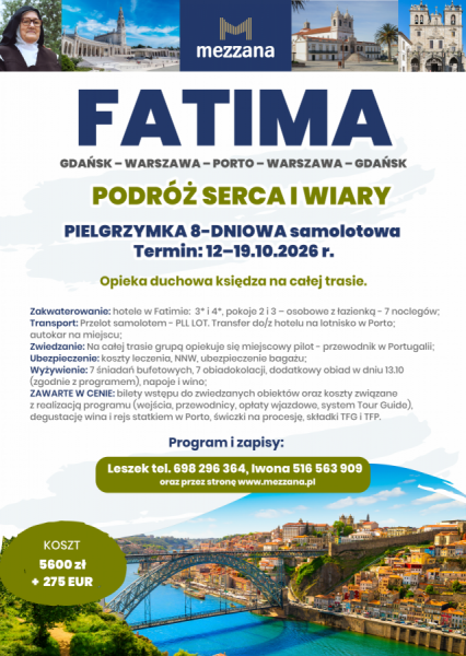 Pielgrzymka do Sanktuarium Matki Bożej Fatimskiej w Fatimie